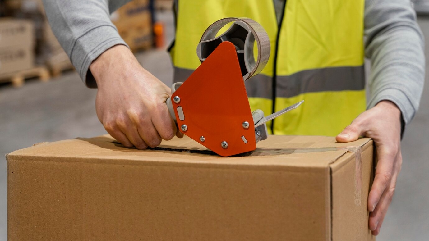 hombre almacen trabajando paquetes 23 2148886842